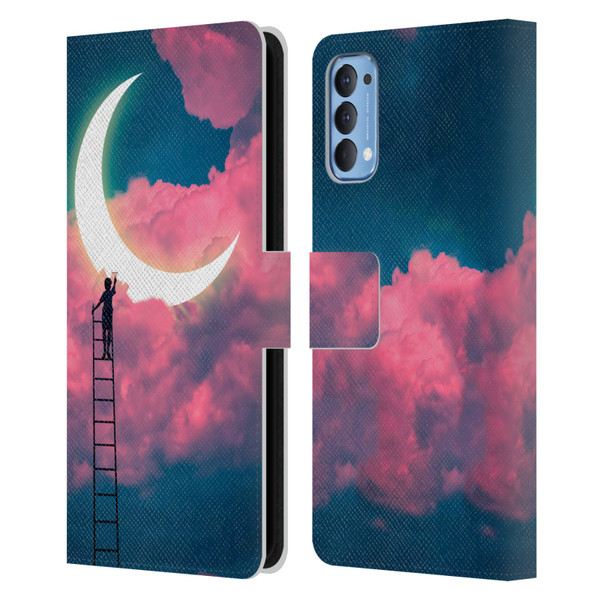 Dave Loblaw Sci-Fi And Surreal Boy Painting Moon Clouds Leather Book Wallet Case Cover For OPPO Reno 4 5G