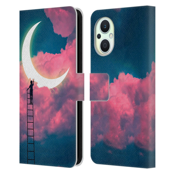 Dave Loblaw Sci-Fi And Surreal Boy Painting Moon Clouds Leather Book Wallet Case Cover For OPPO Reno8 Lite