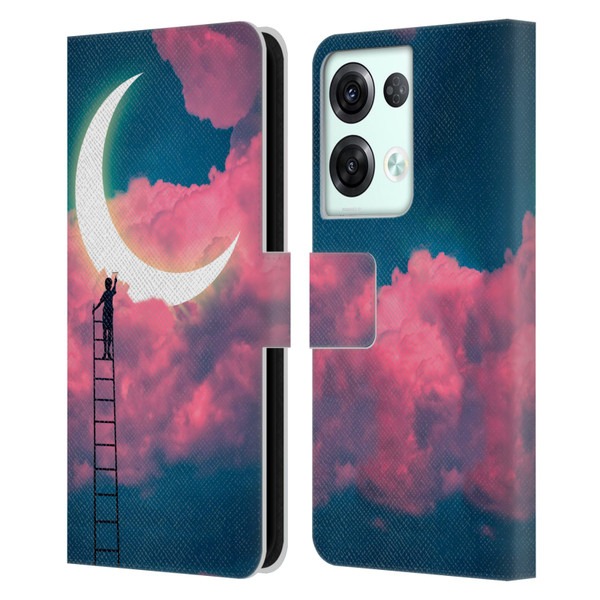 Dave Loblaw Sci-Fi And Surreal Boy Painting Moon Clouds Leather Book Wallet Case Cover For OPPO Reno8 Pro