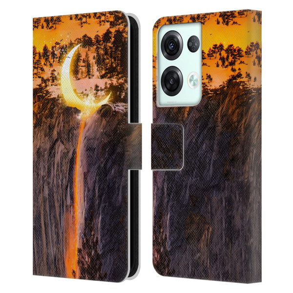 Dave Loblaw Sci-Fi And Surreal Fire Canyon Moon Leather Book Wallet Case Cover For OPPO Reno8 Pro