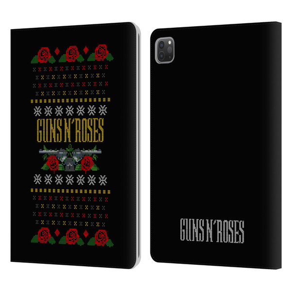 Guns N' Roses Christmas Text Logo Pistol Leather Book Wallet Case Cover For Apple iPad Pro 11 2020 / 2021 / 2022