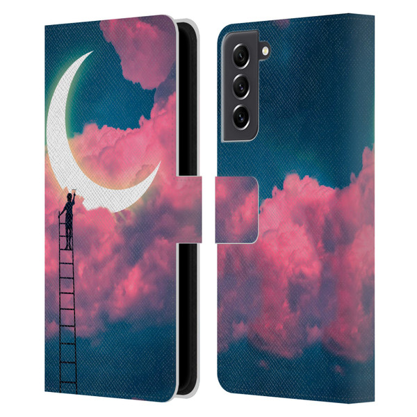 Dave Loblaw Sci-Fi And Surreal Boy Painting Moon Clouds Leather Book Wallet Case Cover For Samsung Galaxy S21 FE 5G