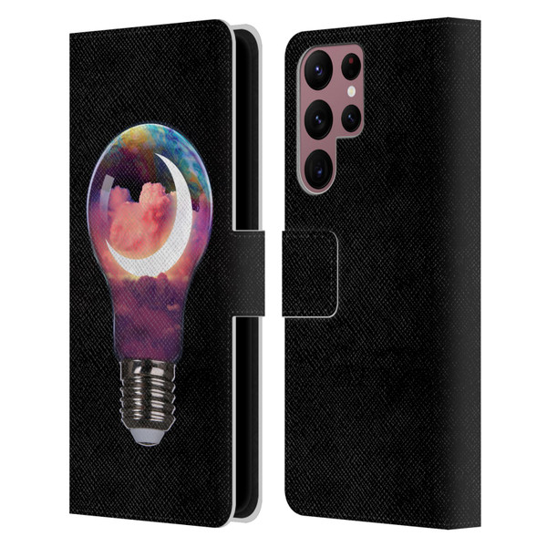 Dave Loblaw Sci-Fi And Surreal Light Bulb Moon Leather Book Wallet Case Cover For Samsung Galaxy S22 Ultra 5G