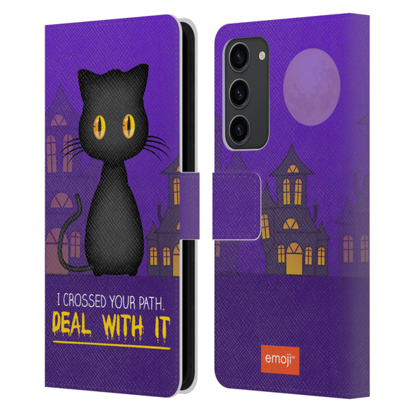 emoji® Halloween Parodies Black Cat Leather Book Wallet Case Cover For Samsung Galaxy S23+ 5G