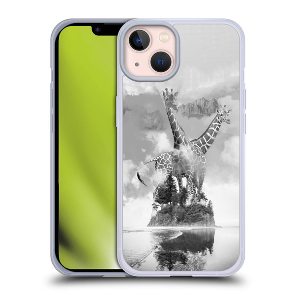 Dave Loblaw Animals Giraffe In The Mist Soft Gel Case for Apple iPhone 13