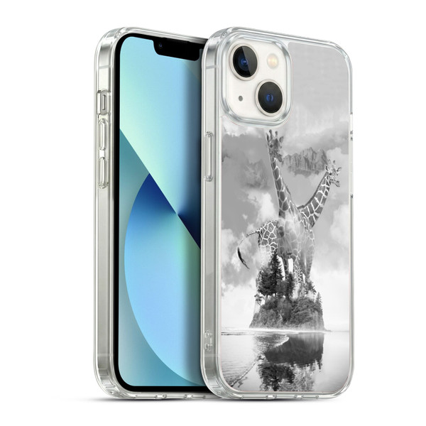 Dave Loblaw Animals Giraffe In The Mist Soft Gel Case for Apple iPhone 13