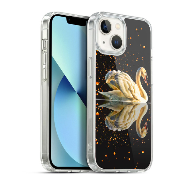 Dave Loblaw Animals Swan Lake Reflections Soft Gel Case for Apple iPhone 13