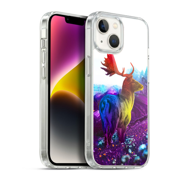 Dave Loblaw Animals Purple Mountain Deer Soft Gel Case for Apple iPhone 14