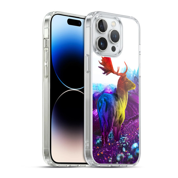 Dave Loblaw Animals Purple Mountain Deer Soft Gel Case for Apple iPhone 14 Pro Max & MagSafe