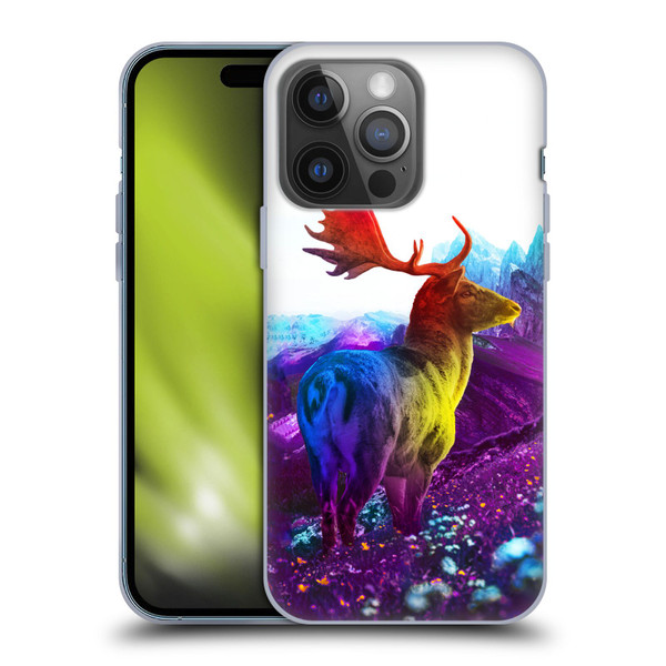 Dave Loblaw Animals Purple Mountain Deer Soft Gel Case for Apple iPhone 14 Pro