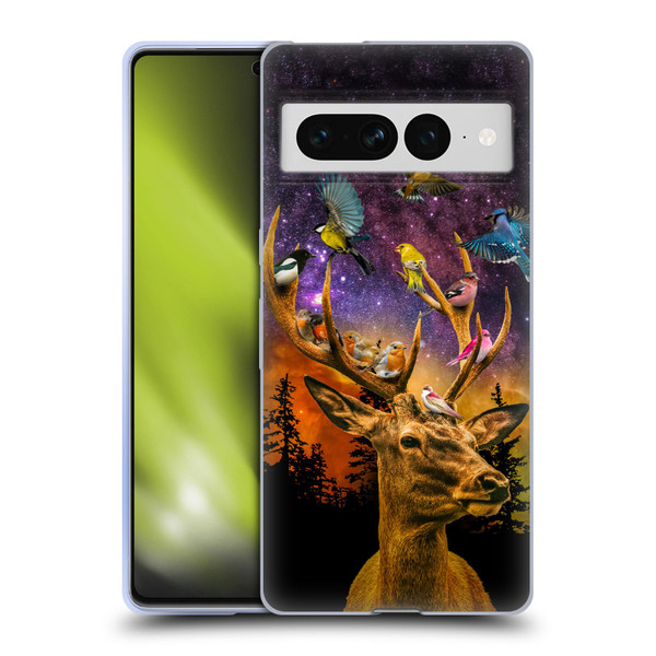 Dave Loblaw Animals Deer and Birds Soft Gel Case for Google Pixel 7 Pro