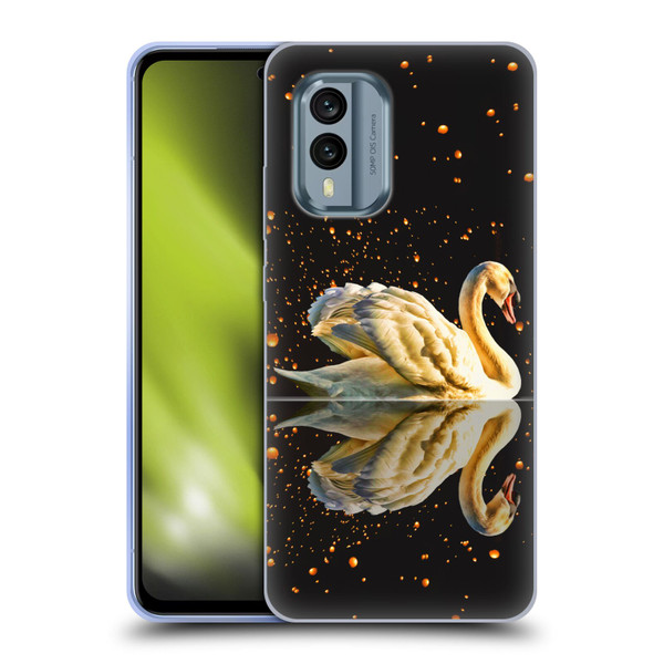 Dave Loblaw Animals Swan Lake Reflections Soft Gel Case for Nokia X30