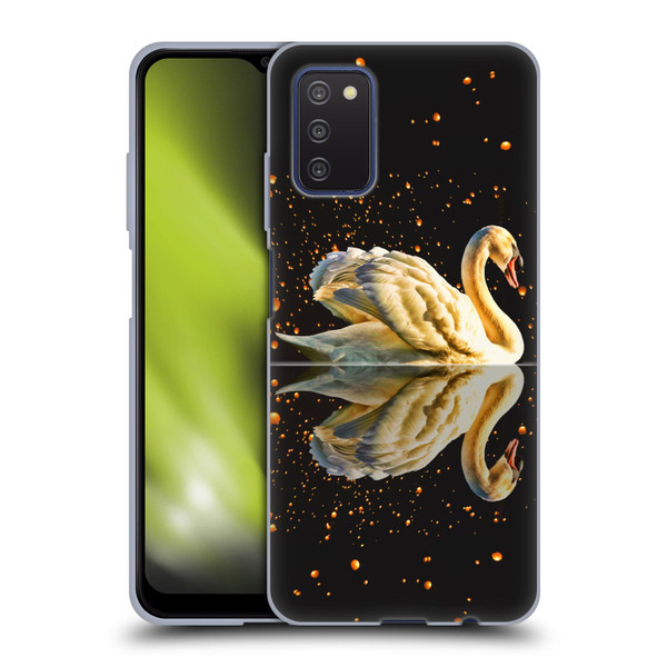 Dave Loblaw Animals Swan Lake Reflections Soft Gel Case for Samsung Galaxy A03s (2021)