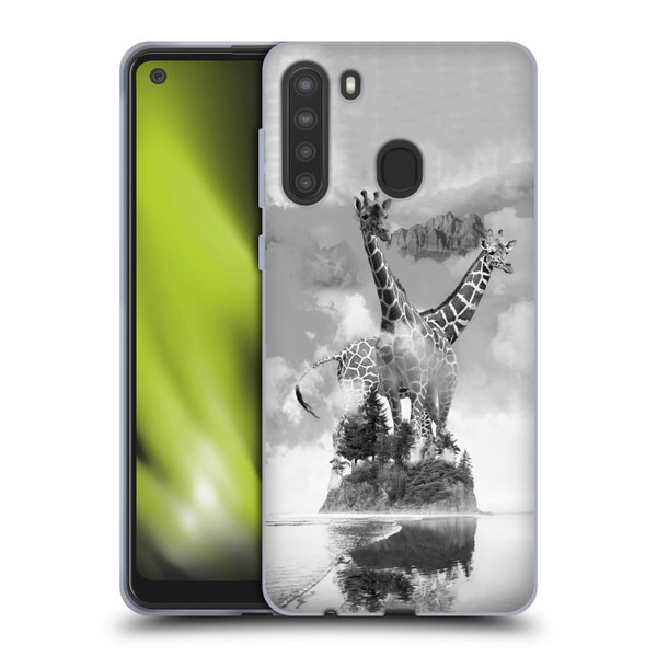Dave Loblaw Animals Giraffe In The Mist Soft Gel Case for Samsung Galaxy A21 (2020)
