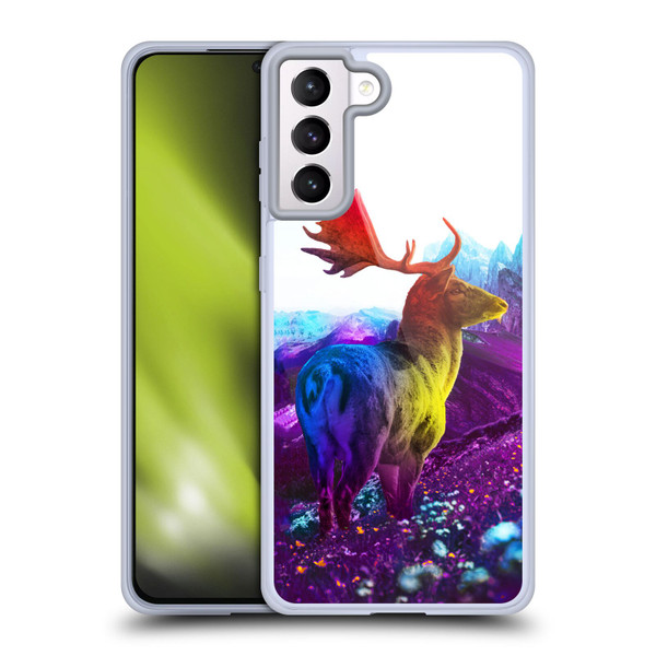 Dave Loblaw Animals Purple Mountain Deer Soft Gel Case for Samsung Galaxy S21+ 5G