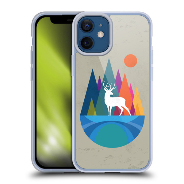 Dave Loblaw Contemporary Art Mountain Deer Soft Gel Case for Apple iPhone 12 Mini