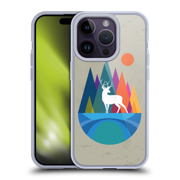Dave Loblaw Contemporary Art Mountain Deer Soft Gel Case for Apple iPhone 14 Pro