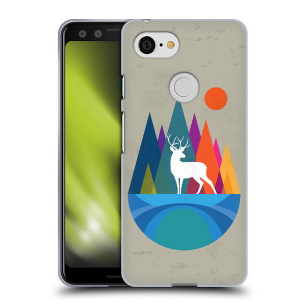 Dave Loblaw Contemporary Art Mountain Deer Soft Gel Case for Google Pixel 3