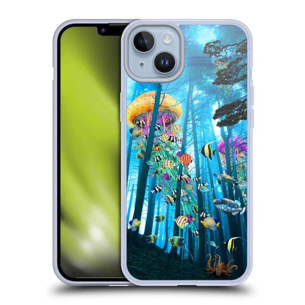 Dave Loblaw Jellyfish Electric Jellyfish In A Mist Soft Gel Case for Apple iPhone 14 Plus