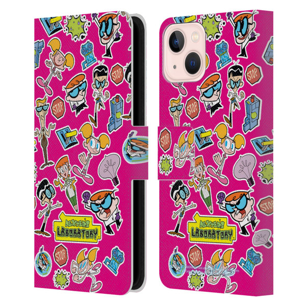 Dexter's Laboratory Graphics Icons Leather Book Wallet Case Cover For Apple iPhone 13