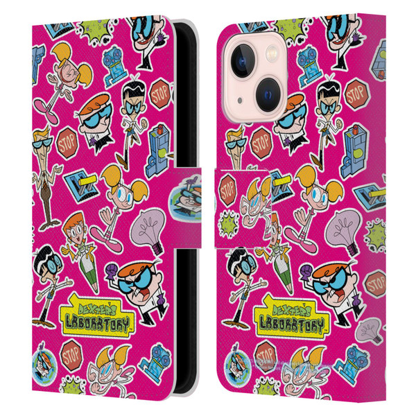 Dexter's Laboratory Graphics Icons Leather Book Wallet Case Cover For Apple iPhone 13 Mini