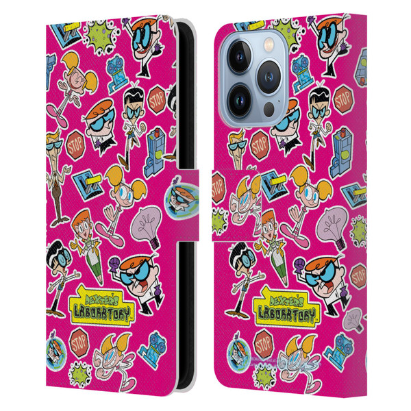 Dexter's Laboratory Graphics Icons Leather Book Wallet Case Cover For Apple iPhone 13 Pro
