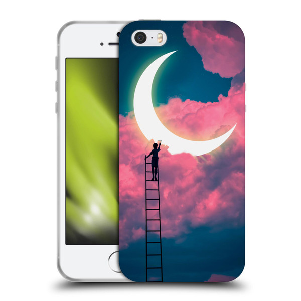 Dave Loblaw Sci-Fi And Surreal Boy Painting Moon Clouds Soft Gel Case for Apple iPhone 5 / 5s / iPhone SE 2016