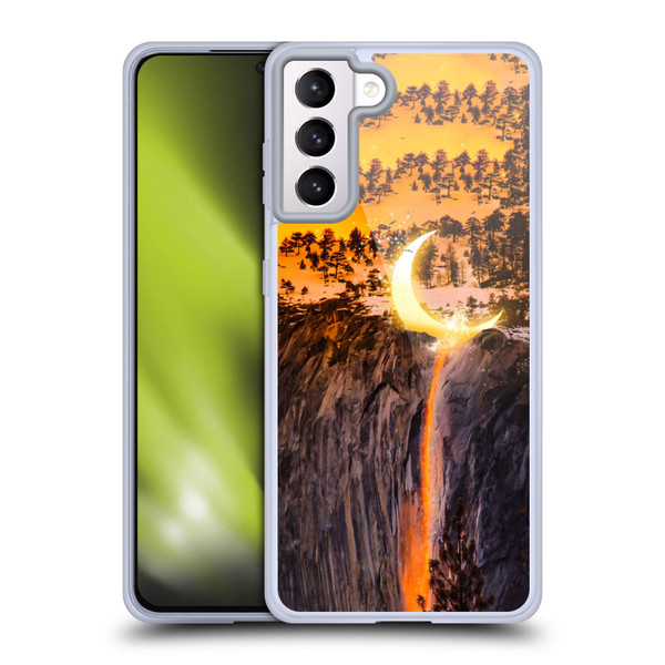 Dave Loblaw Sci-Fi And Surreal Fire Canyon Moon Soft Gel Case for Samsung Galaxy S21+ 5G