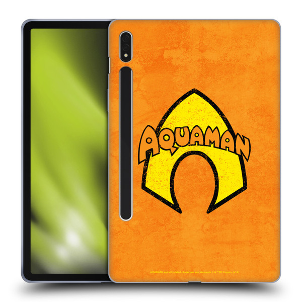 Aquaman DC Comics Logo Classic Distressed Look Soft Gel Case for Samsung Galaxy Tab S8