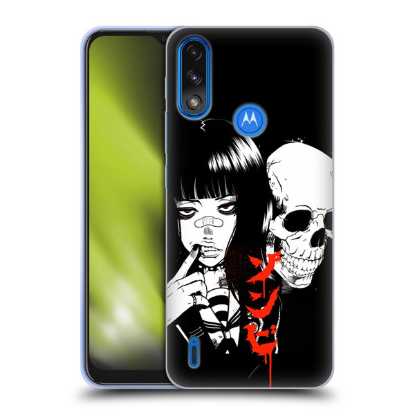 Zombie Makeout Club Art Girl And Skull Soft Gel Case for Motorola Moto E7 Power / Moto E7i Power