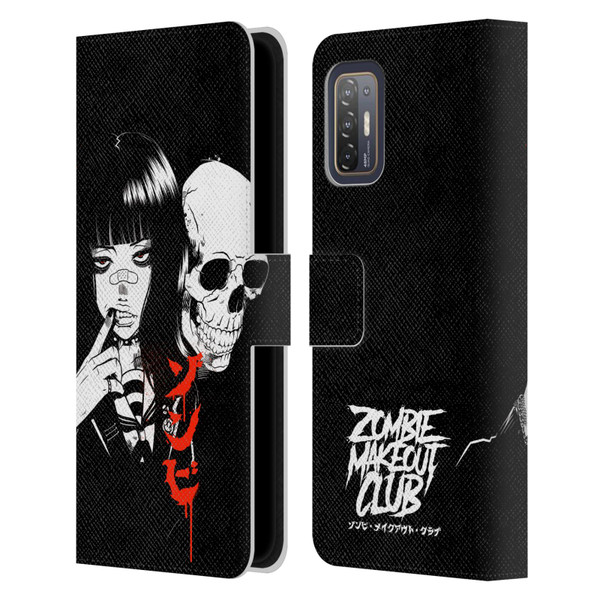 Zombie Makeout Club Art Girl And Skull Leather Book Wallet Case Cover For HTC Desire 21 Pro 5G