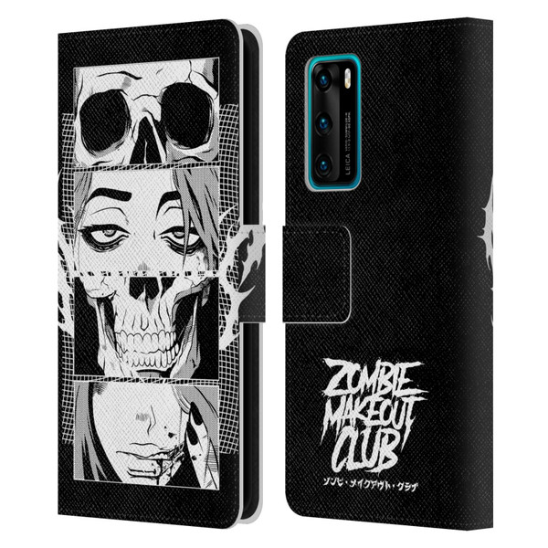 Zombie Makeout Club Art Skull Collage Leather Book Wallet Case Cover For Huawei P40 5G