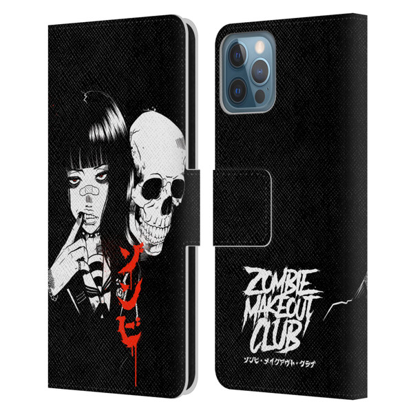 Zombie Makeout Club Art Girl And Skull Leather Book Wallet Case Cover For Apple iPhone 12 / iPhone 12 Pro