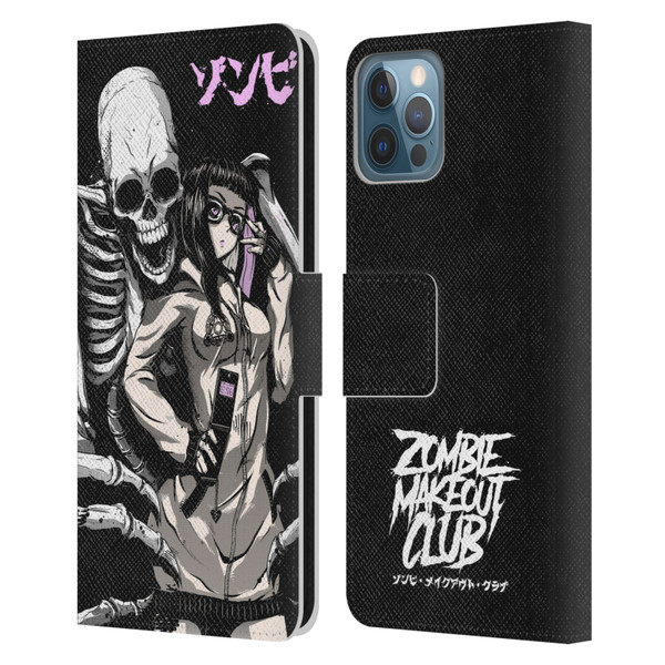Zombie Makeout Club Art Stop Drop Selfie Leather Book Wallet Case Cover For Apple iPhone 12 / iPhone 12 Pro