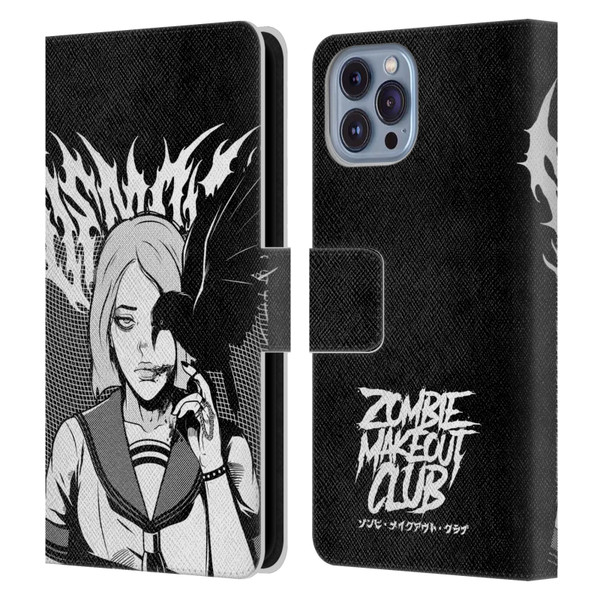 Zombie Makeout Club Art Crow Leather Book Wallet Case Cover For Apple iPhone 14
