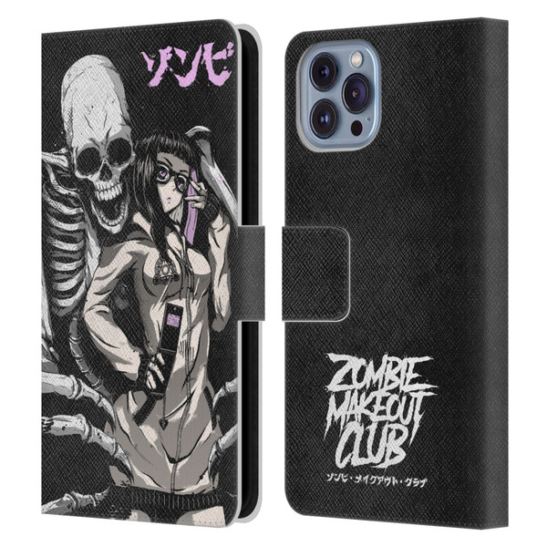 Zombie Makeout Club Art Stop Drop Selfie Leather Book Wallet Case Cover For Apple iPhone 14