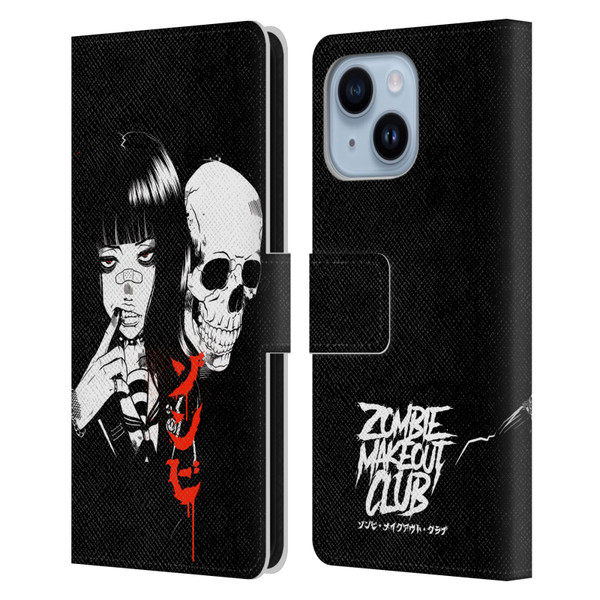 Zombie Makeout Club Art Girl And Skull Leather Book Wallet Case Cover For Apple iPhone 14 Plus