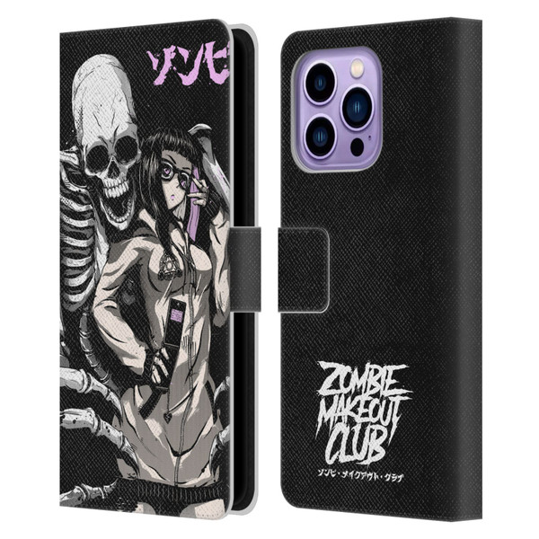 Zombie Makeout Club Art Stop Drop Selfie Leather Book Wallet Case Cover For Apple iPhone 14 Pro Max