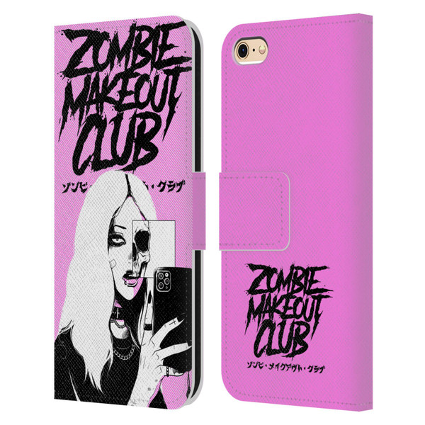 Zombie Makeout Club Art Selfie Skull Leather Book Wallet Case Cover For Apple iPhone 6 / iPhone 6s