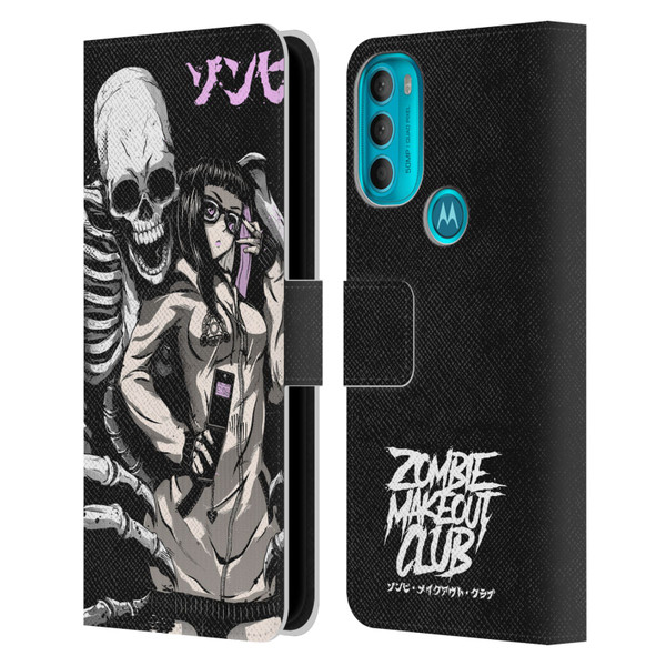 Zombie Makeout Club Art Stop Drop Selfie Leather Book Wallet Case Cover For Motorola Moto G71 5G