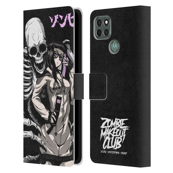 Zombie Makeout Club Art Stop Drop Selfie Leather Book Wallet Case Cover For Motorola Moto G9 Power