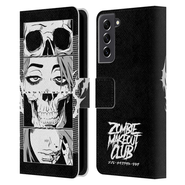 Zombie Makeout Club Art Skull Collage Leather Book Wallet Case Cover For Samsung Galaxy S21 FE 5G