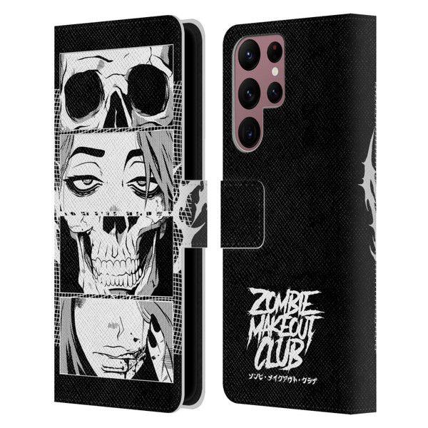 Zombie Makeout Club Art Skull Collage Leather Book Wallet Case Cover For Samsung Galaxy S22 Ultra 5G