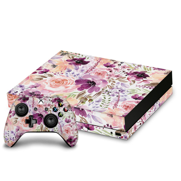 Anis Illustration Art Mix Floral Chaos Vinyl Sticker Skin Decal Cover for Microsoft Xbox One X Bundle