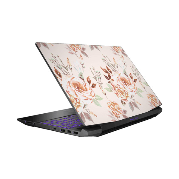 Anis Illustration Flower Pattern 3 Lisianthus Beige Vinyl Sticker Skin Decal Cover for HP Pavilion 15.6" 15-dk0047TX