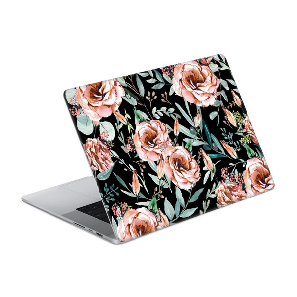 Anis Illustration Flower Pattern 3 Floral Explosion Black Vinyl Sticker Skin Decal Cover for Apple MacBook Pro 16" A2485