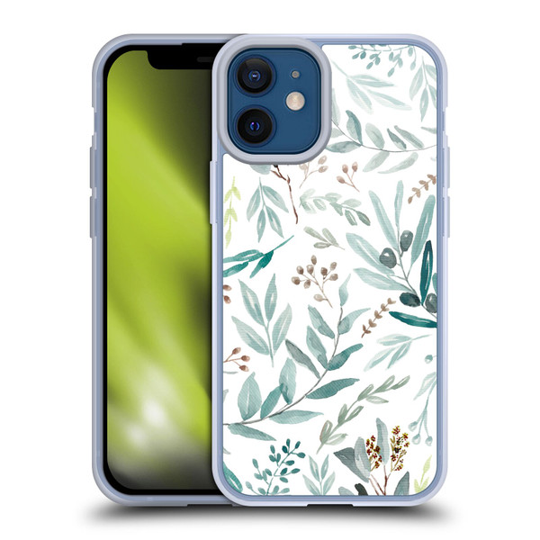 Anis Illustration Bloomers Eucalyptus Soft Gel Case for Apple iPhone 12 Mini