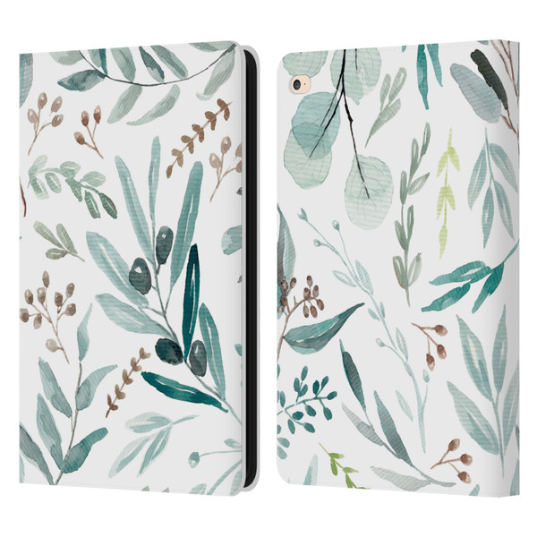 Anis Illustration Bloomers Eucalyptus Leather Book Wallet Case Cover For Apple iPad Air 2 (2014)