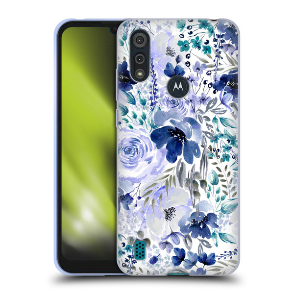 Anis Illustration Bloomers Indigo Soft Gel Case for Motorola Moto E6s (2020)