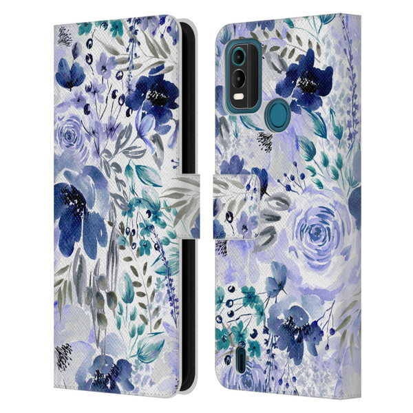 Anis Illustration Bloomers Indigo Leather Book Wallet Case Cover For Nokia G11 Plus